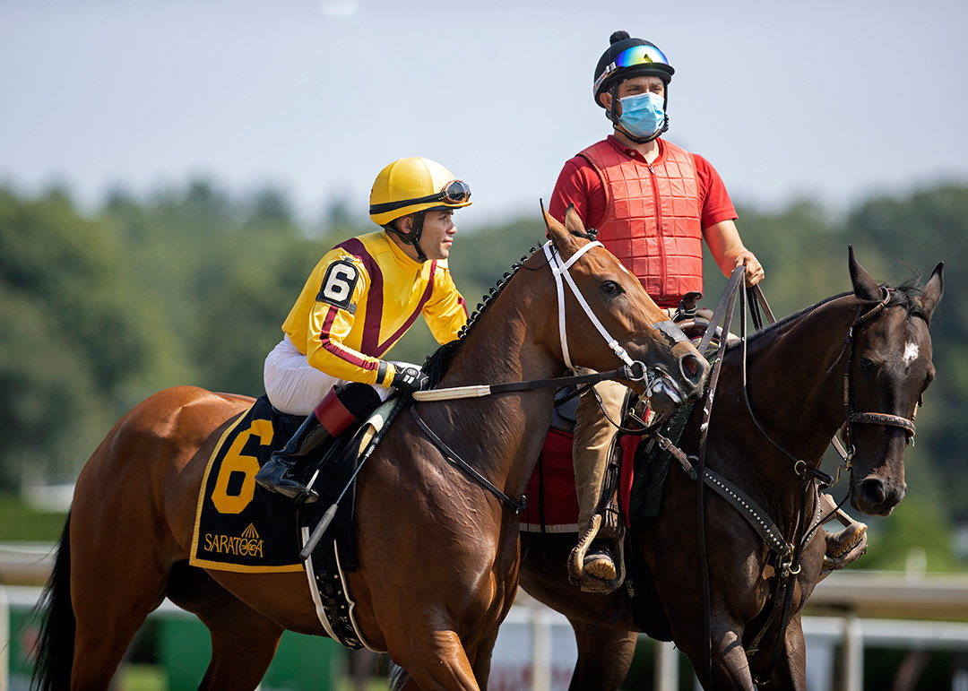 Velvet Sister at the 2021 Seeking the Ante Stakes at Saratoga Race Course