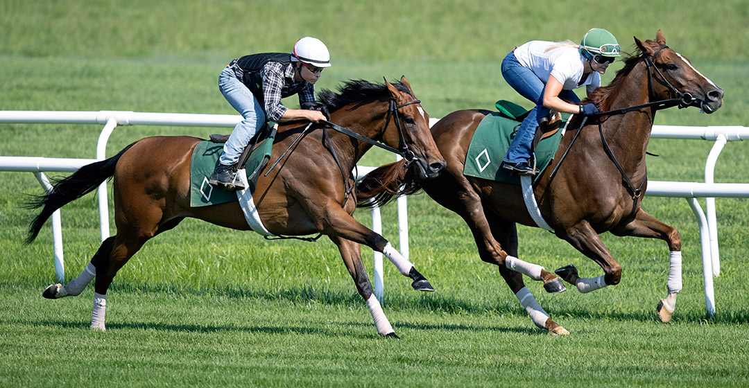 War Goddess (outside) and Channel Maker train at Saratoga on July 23