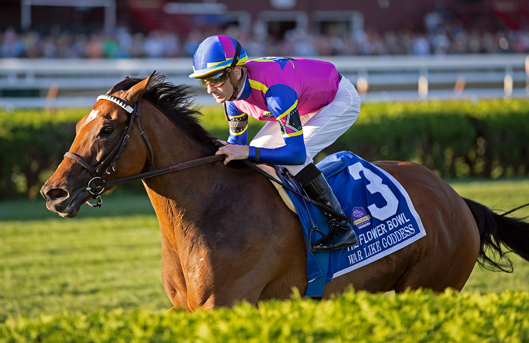 War Like Goddess wins the 2021 Flower Bowl Stakes at Saratoga Race Course