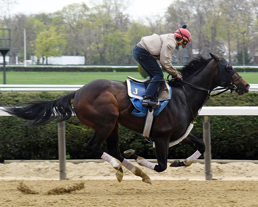 Weyburn trains at Belmont Park on April 21