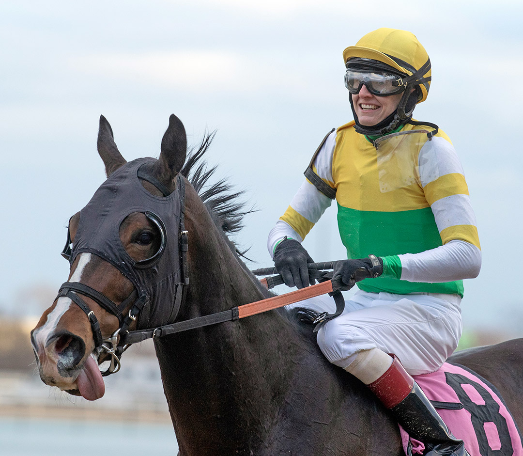 Trevor McCarthy with Weyburn after winning the Gotham Stakes at Aqueduct