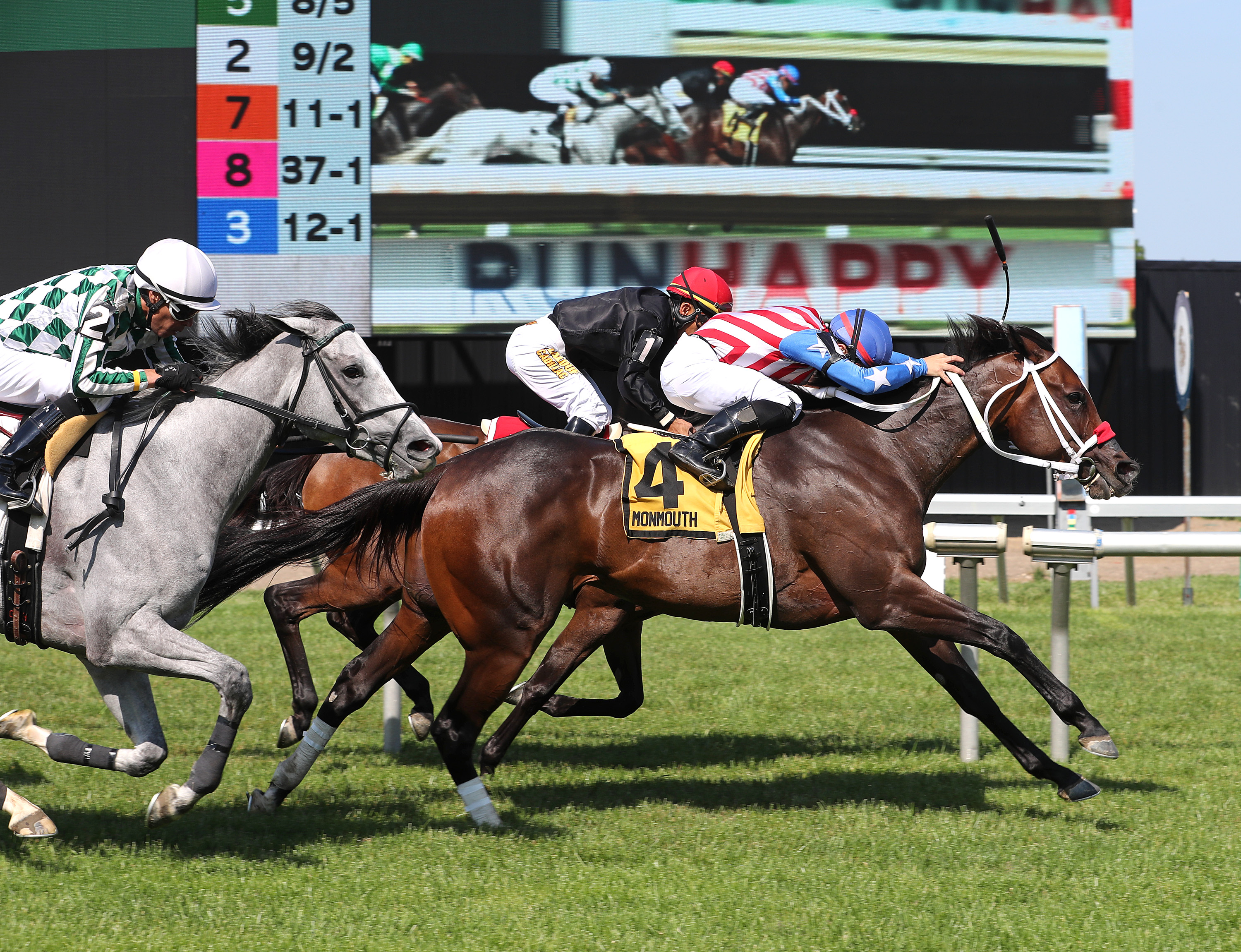 Whimsical Muse wins the Miss Liberty Stakes at Monmouth on May 30 2022
