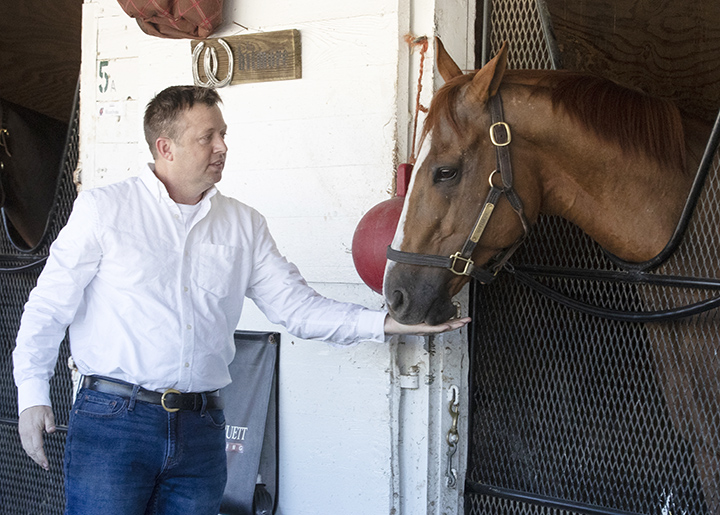 Trainer Ron Moquett with Whitmore at Churchill on Oct. 23