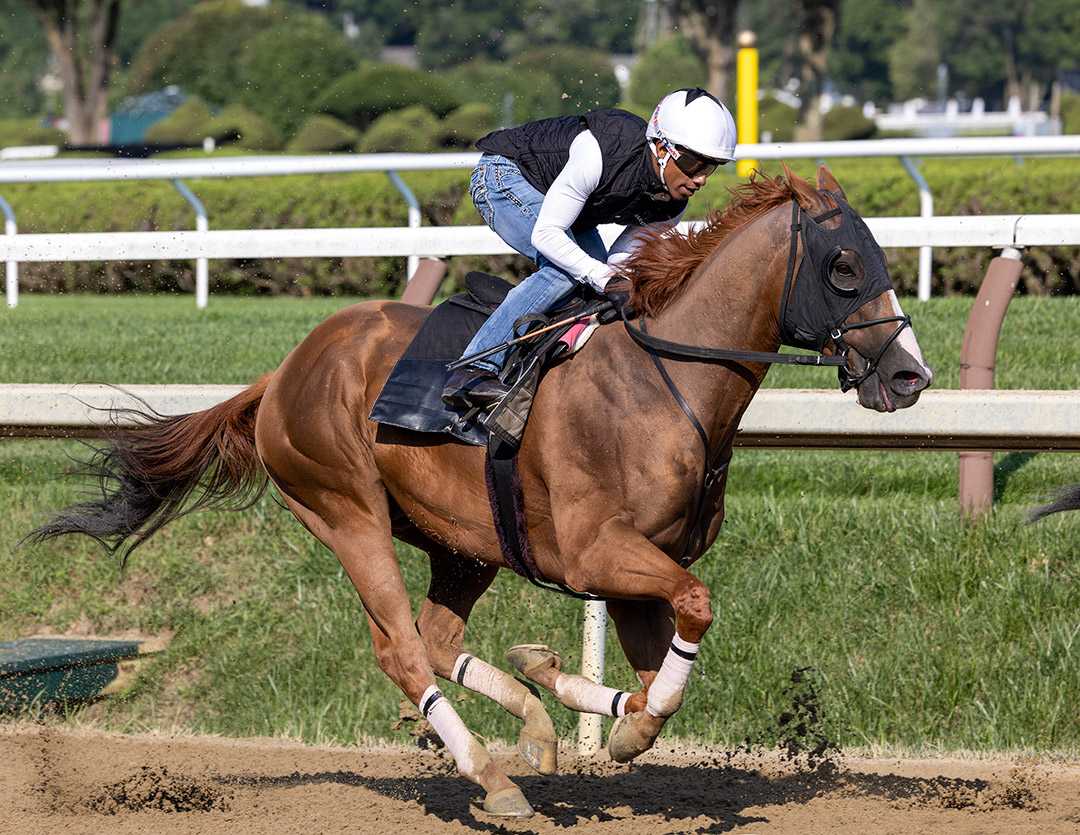 Whitmore trains at Saratoga Race Course on July 23