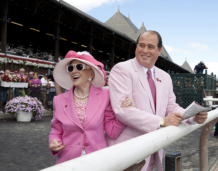 Marylou Whitney and John Hendrickson at Saratoga Race Course in 2013