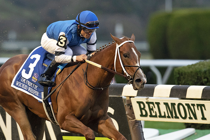 Wicked Whisper wins the 2019 Frizette Stakes at Belmont Park