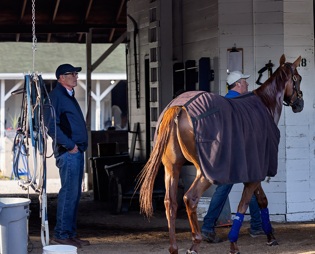 Trainer Tim Yakteen with Taiba at Churchill Downs on May 2