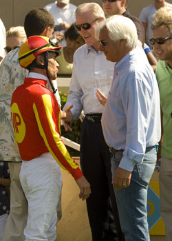 Garrett Gomez and Bob Baffert