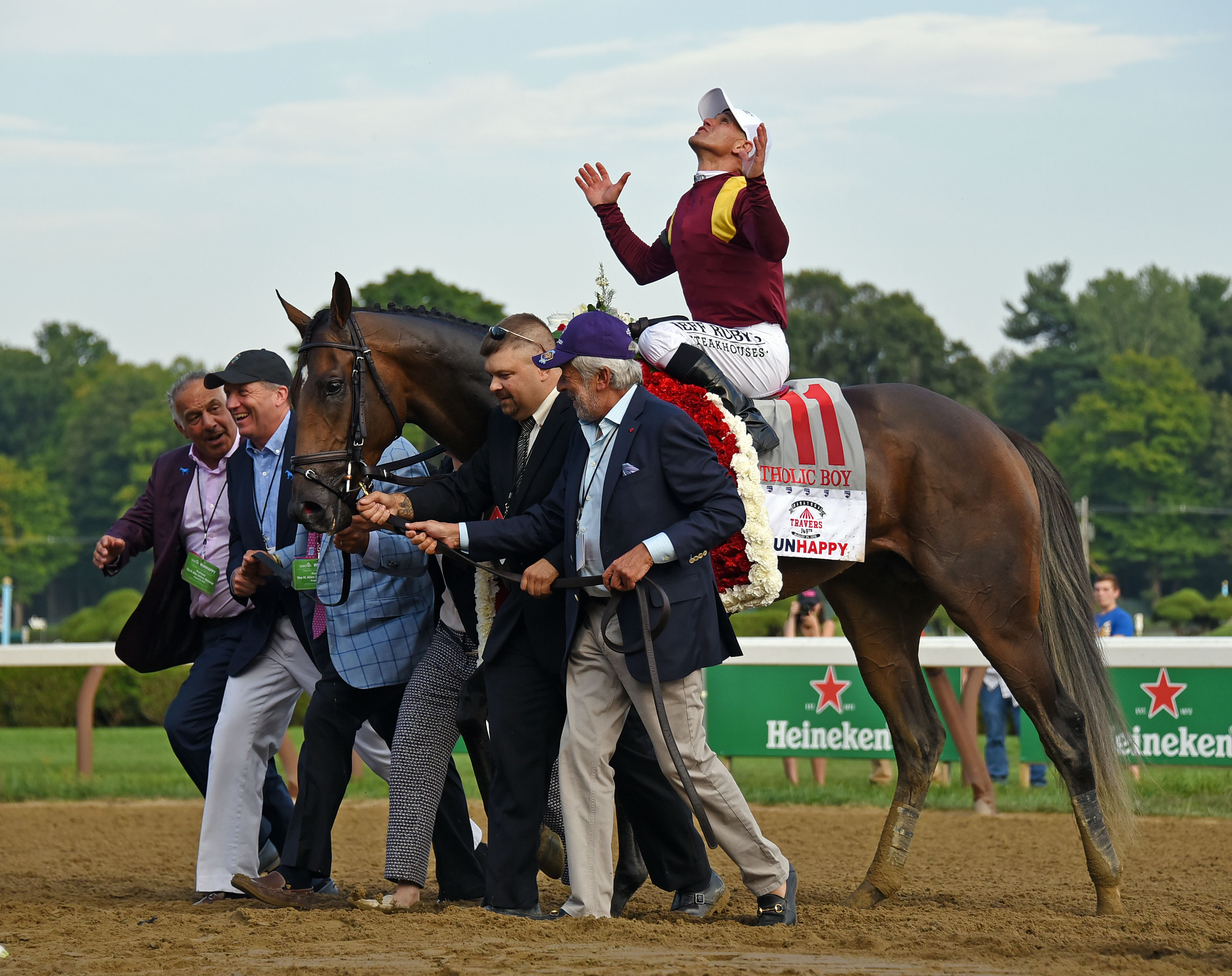 Catholic Boy after winning the 2018 Travers Stakes