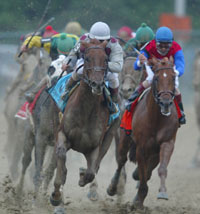 Funny Cide winning Preakness 128 on May 17, 2003