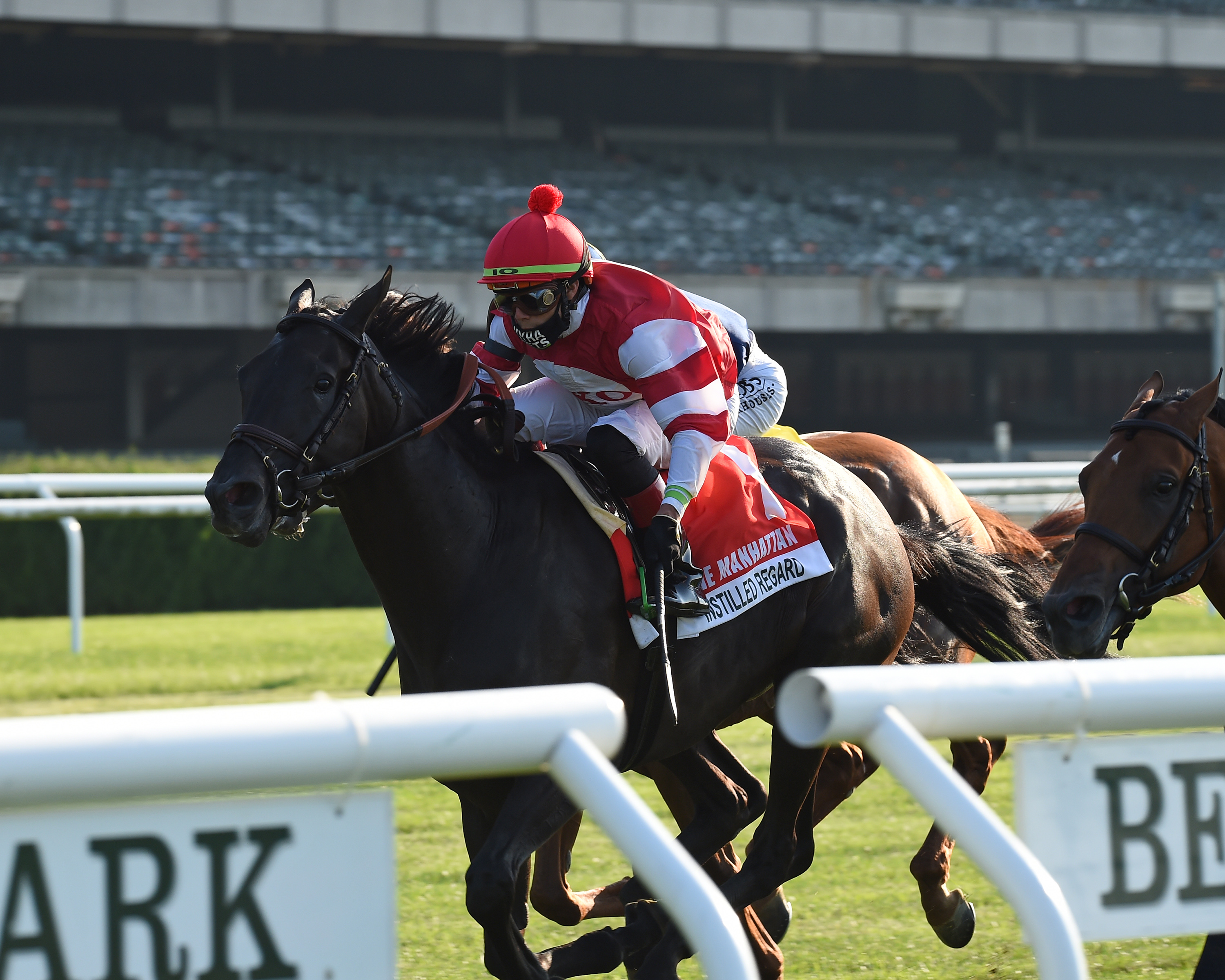 Instilled Regard wins the 2020 Manhattan Stakes at Belmont Park
