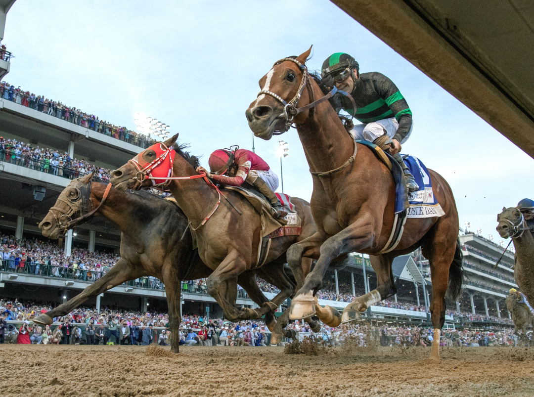 Mystik Dan (foreground) wins Kentucky Derby May 4 2024